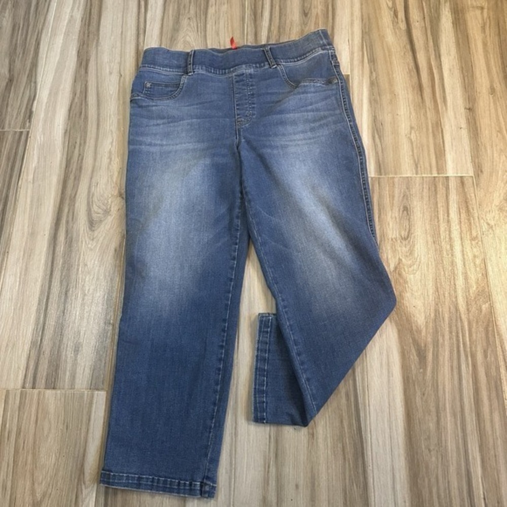 Spanx High Rise Jeans Size 1X Medium Wash Pull On Straight Leg Denim Spring‎